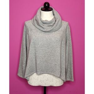 Eileen Fisher Grey Cowl Crop Sweatshirt Top Medium